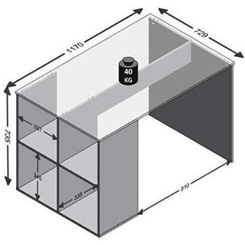 Escritorio con Estantes Laterales Blanco 117x72.9x73.5cm