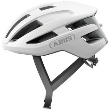 Abus PowerDome Lightweight Road Bike Helmet - Polar White - Size L with Aerodynamic Design and Ventilation System