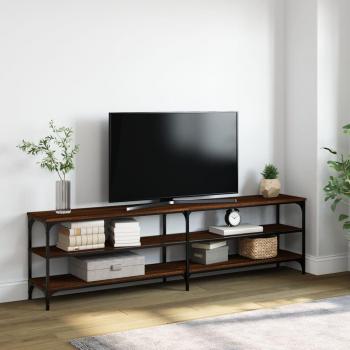 Mueble TV metal y madera contrachapada marrón roble 180x30x50cm vidaXL