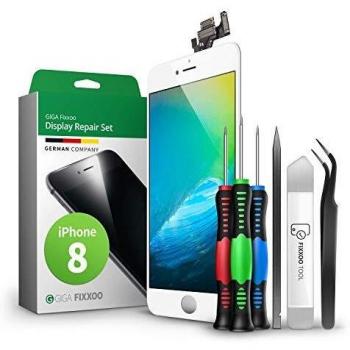 GIGA Fixxoo Pantalla para iPhone 8 | Kit de reparación Completo con Kit de Herramientas de Repuesto, Pantalla Retina LCD con Pantalla táctil