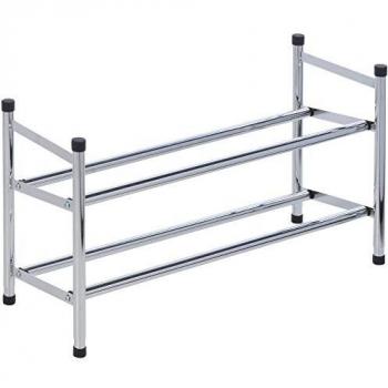 Zapatero Cromado 2 Alturas 23x61x115x35cm, Estante organizador de zapatos telescópico con 2 niveles ajustable de 62 a 115 cm