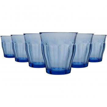 DURALEX - SET 6 VASOS DE CRISTAL AZUL 25CL MARINE PICARDIE
