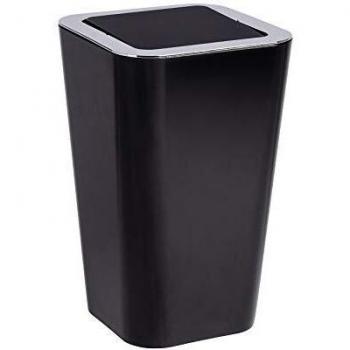 Cesto de Baño Candy, 6 Litros, con Tapa Basculante, Color Negro