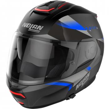Nolan Casco Modular N100-6 Paloma N-Com Negro-Azul-Gris XS