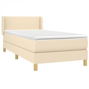 Cama Box Spring con Colchón de Tela Color Crema 90x190 cm