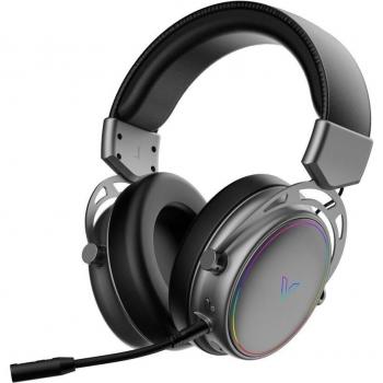 Auriculares Gaming Rapoo VH800 Inalámbricos Dual-mode 2.4GHz y Bluetooth 5.2, Diadema con Microfono Desmontable y Aislamiento de Ruido, USB Tipo-C, Negro-Gris