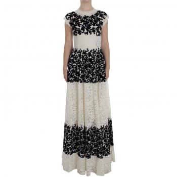 Dolce & Gabbana Floral Lace Ricamo Long Ball Maxi Dress - IT36|XXS, Elegant Lace Maxi Dress, Female, Black, Size: 3XS