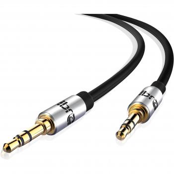 IBRA Cable de Audio Estéreo | 3,5mm Jack macho a 3,5mm macho | 5 Metro | Negro | Para iPhone 6S Plus, 6,5, iPad, Smartphones, Tablets y Reproductores Multimedia