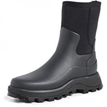 Hunter City Explorer Women's Black Short Rubber Mid Calf Boots - Size UK 6 / EU 39