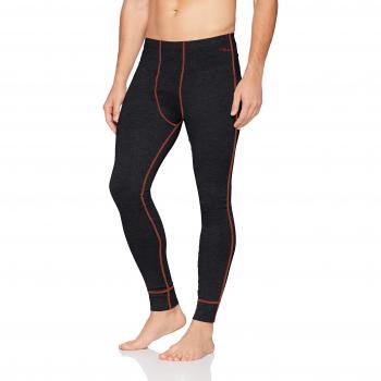 CMP Base Layer Merino, Pantalón para Hombre, Hombre, 38Y4037, Nero Mel.-Orange, X-Large