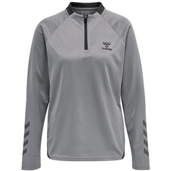 Hummel hmlGG12 Women's Half Zip Sweatshirt - Regular Fit - Grey/Orange - 2XL