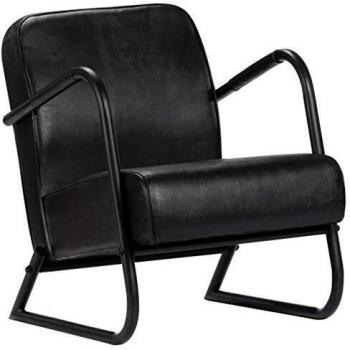 SengentoStyle Relaxfauteuil echt leer zwart