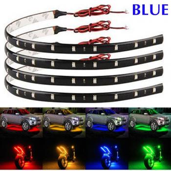 EverBright 30CM-5050-12SMD DC 12V LED impermeable Flexible tira de luz, 11.8 pulgadas azul, paquete de 4