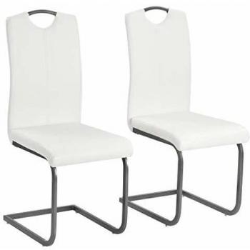 vidaXL 2X Sillas de Comedor de Tipo Voladizas Asientos de Salón Estilo Cantilever Muebles de Casa Hogar Sillón de Cuero Artificial Sintétito Blanco