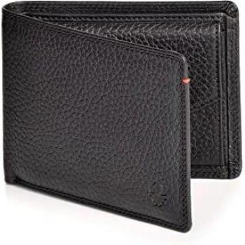 DONBOLSO Monedero Zúrich | Cartera de Cuero para Hombres | Billetera para Hombres con Protección RFID | Cartera de Cuero Genuino | Granulada Napa Negro