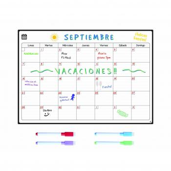Smart Panda Calendario Magnético para Nevera - Ideal Planificador de Menú, Recordatorio, Lista de la Compra - Pizarra Magnética Incluye 4 Rotuladores de Color - Mensual - En Español
