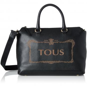 Tous Bowling Estelia de Piel, Bolso Bolera para Mujer, Negro
