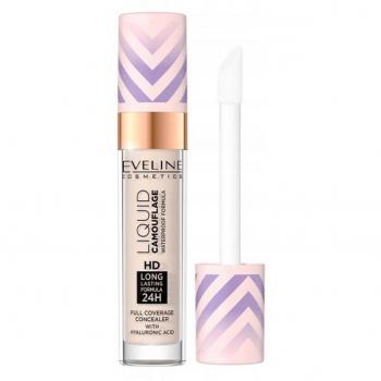Eveline Cosmetics Liquid Camouflage Waterproof Concealer with Hyaluronic Acid, Shade 01 Light Porcelain, 7.5 ml