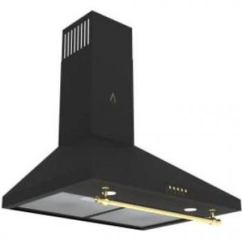 Campana Decorativa Rústica Dorada GEA GOLD-60, Cristal Negro, 550 m3/h, Luz LED, Control Táctil, Filtros Lavables **Alta Gama**