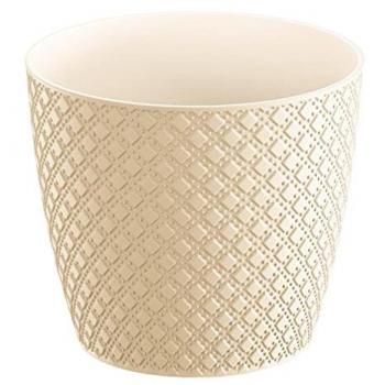 Maceta ORIENT 2L - Alta Calidad, Diseño Elegante, Color Crema, Dimensiones 157x157x138 mm
