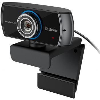 Full Hd 1080P Webcam Besteker con Imagen Nítida, Cámara Web con Micrófono Incoporado de supresión de ruido, Plug and Play Web Cam con resolución de 30 fps para PC, Laptop Mac y Portátil