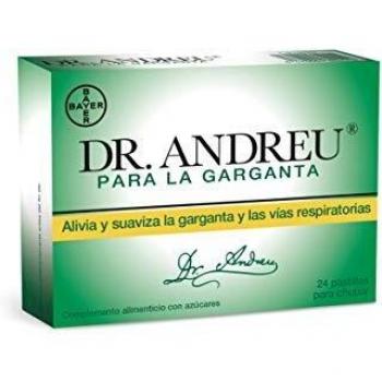 Dr Andreu Para La Garganta Complemento Alimenticio a Base de Plantas y Aceites Esenciales, para Aliviar y Suavizar la Garganta y las Vías Respiratorias, 24 Pastillas
