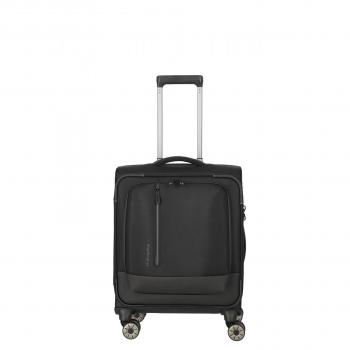 Travelite Crosslite 5.0 Black 4-Wheel Cabin Trolley with Laptop Compartment