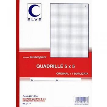 Cuaderno ELVE A4 Cuadriculado 5x5 - 50 Hojas Autocopiantes
