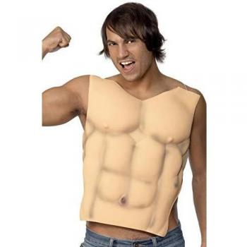 Smiffy's-22556 Pecho masculino de EVA, color carne, No es applicable