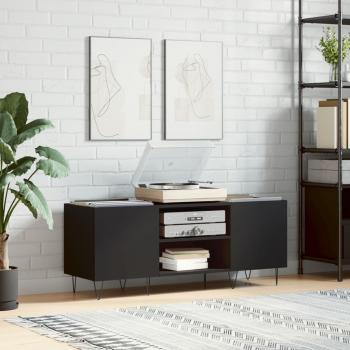 Mueble para discos de madera contrachapada negro 121x38x48 cm