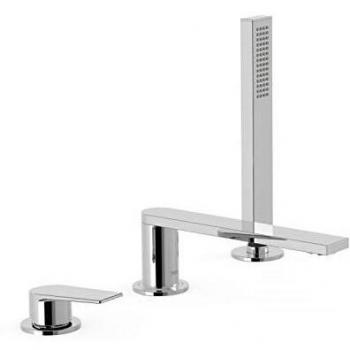 Tres Project-Tres Monomando Bañera de Repisa con Ducha Anticalcárea, Caudal: 3 Bar - 13 L/M, Compatible con el Kit Depósito Ref: 200.245.01, Caño de 180 mm