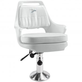 Wise Pilot Helm Chair Combo with WP21-374 Pedestal, White, Medium