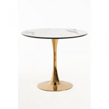 Mesa Comedor Kolio Golden 90 cm Mármol Blanco