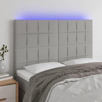 Cabecero LED Tejido 144x5x111/128 cm Gris Claro