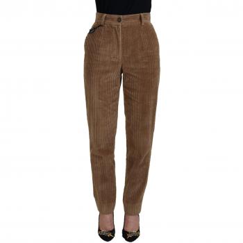 Dolce & Gabbana Brown Tapered Corduroy Cotton Pants - IT38|XS, Female, Size: 2XS