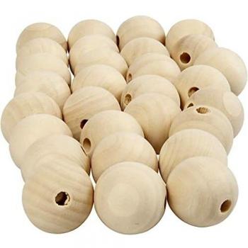 Perlas de Madera, 25 mm, Agujero 4,5 mm, 100 Unidades/1 Paquete