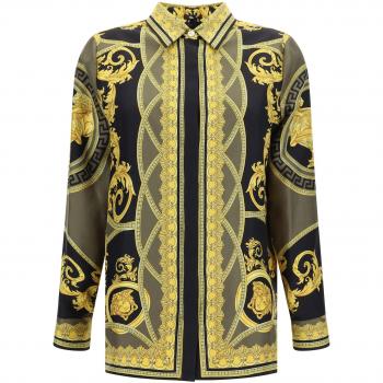 Versace Women's Printed Silk Barocco Shirt | Size M | Multicolor | 10013601A11528 Color 5BC60