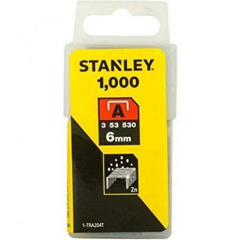STANLEY Grapas Tipo A 6 mm-1000 Unidades, 1-TRA204T, 6 mm