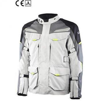 OJ AFTER - Chaqueta para moto de 4 estaciones para hombre, gris y amarillo fluorescente, 4XL