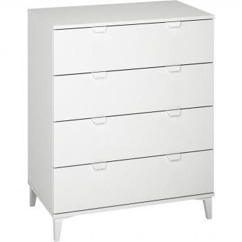 Cajonera Melamina Meka Block con 4 Cajones y Patas, Acabado Blanco, Dimensiones: 98 cm (alto) x 80 cm (ancho) x 48 cm (largo)