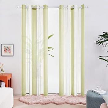 Deconovo Cortinas Salon, Tansparentes, de Diseño Moderna, Visillos para Habitación Dormitorio, con Ojales, 140x240cm