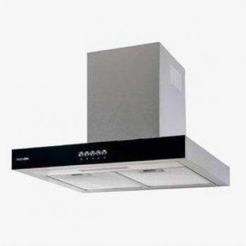 Campana Extractora Decorativa Kenia 4060, 60 cm, Cristal Negro/Inoxidable, 150W, 550m³/h, Nivel de Ruido 66dB, 3 Velocidades