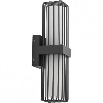 Aplique de exterior Lucande Chandan, 41,9 cm, gris oscuro, aluminio, moderno, 2 llamas, E27