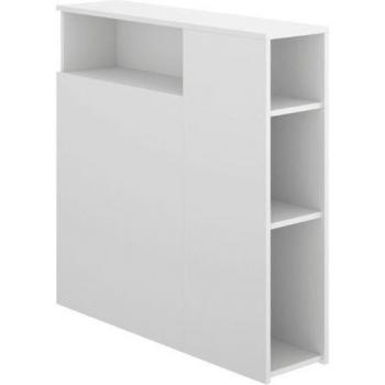 Cabezal para cama con estantes y compartimentos laterales, color blanco, dimensiones 95 x 97,5 x 23,5 cm
