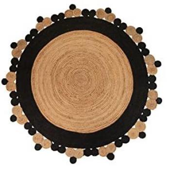 Adda Home Alfombra Yute Natural Negro 200x200 Cm - Resistente y Duradera
