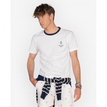 Camiseta Anchor blanca para hombre con diseño de ancla en la parte trasera