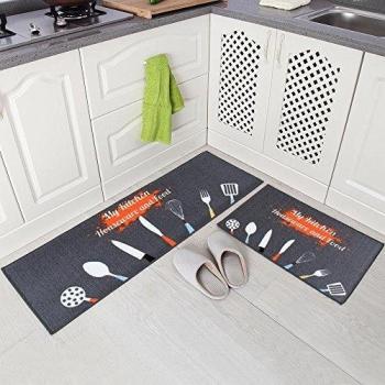 Carvapet 2 Piezas Alfombras Cocina Lavable Antideslizante Alfombrilla de Goma Alfombra de Baño Alfombrillas Cocina