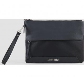 Bolso Pochete Rectangular de Nailon y Ecopiel Negro Antony Morato