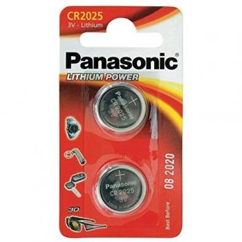 Panasonic CR2025 Pila botón de litio no-recargable, 3V, 165 mAh, Paquete de 2 unidades