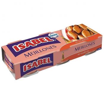 ISABEL MUÑOZ Mejillones en Salsa de Escabeche - Pack 5 Cajas (3 x 80g cada caja)